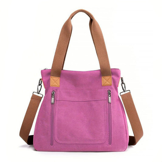 Canvas Shoulder Bag Women's with Zippered Design Elise