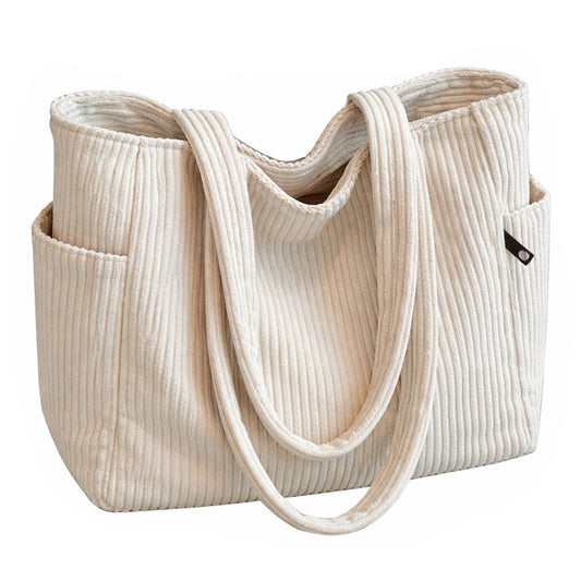 Shopper Bag Women's with Side Pockets in Corduroy Elise